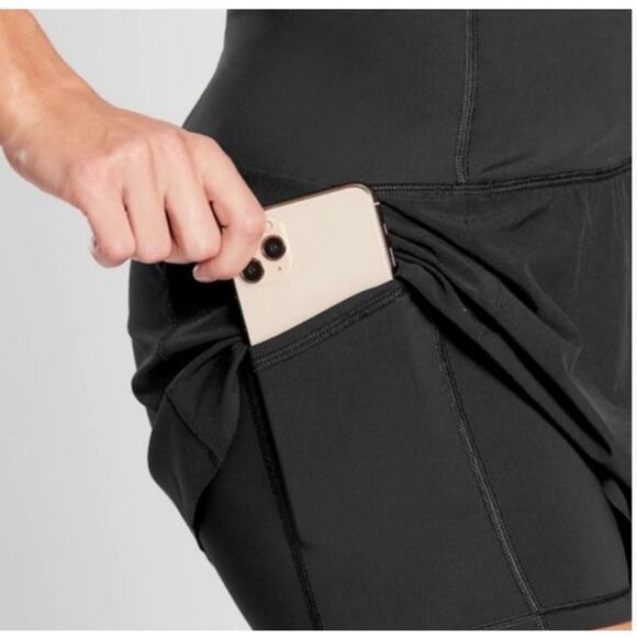 Athleta Womens Run With It 14" Tennis Skort Skirt Workout Black Womens Size 1X - Picture 3 of 12